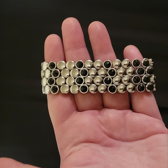 Silver and Black Elastic Bracelet *Add-on Only* - Picture 2 of 2